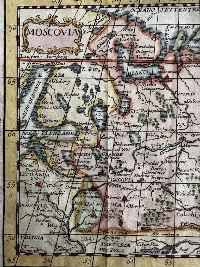 Moscovia Russia Moscow rare 1788 Italian hand colored miniature map