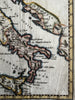 Italy Italia Italie 1750 Vaugondy engraved hand colored miniature map