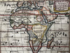 Africa continent 1744 Faure scarce engraved hand colored miniature map