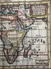 Africa continent 1744 Faure scarce engraved hand colored miniature map