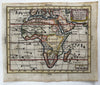 Africa continent 1744 Faure scarce engraved hand colored miniature map