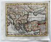 Turkey in Europe Balkans Hungary 1714 scarce engraved hand colored miniature map