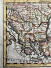 Turkey in Europe Balkans Hungary 1714 scarce engraved hand colored miniature map