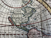 World in spheres California as island & unknown Australia 1744 Senex rare map