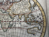 World in spheres California as island & unknown Australia 1744 Senex rare map