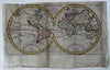 World in spheres California as island & unknown Australia 1744 Senex rare map
