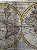 World in spheres California as island & unknown Australia 1744 Senex rare map