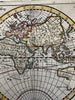 World in spheres California as island & unknown Australia 1744 Senex rare map