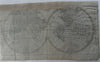 World in spheres unknown Australia & west America 1744 Senex engraved color map