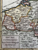 Catholic Low Countries Pays Bas Belgium 1750 Vaugondy engraved hand colored map