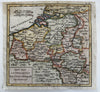 Catholic Low Countries Pays Bas Belgium 1750 Vaugondy engraved hand colored map