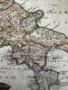 Southern Italy boot Campagna Apulia Latium 1694 decorative hand color map