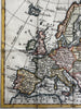 Europe continent 1786 Brion miniature engraved hand colored map