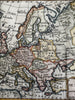 Europe continent 1786 Brion miniature engraved hand colored map
