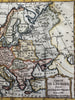 Europe continent 1786 Brion miniature engraved hand colored map