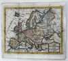 Europe continent 1786 Brion miniature engraved hand colored map