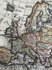Europe continent 1786 Brion miniature engraved hand colored map