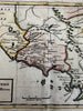 Ancient Roma Rome Latium central Italy 1785 Moll engraved map hand colored
