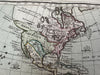 strange North & South America 1764 decorative Desnos map cartouche sailing ships