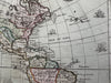 strange North & South America 1764 decorative Desnos map cartouche sailing ships