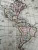 strange North & South America 1764 decorative Desnos map cartouche sailing ships