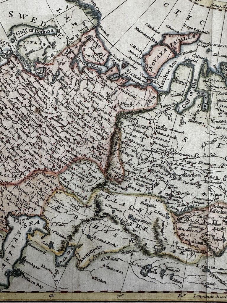 Russian Empire in Europe & Asia c. 1790’s engraved hand colored map