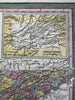 Tennessee state 1855 Cowperthwait hand colored early map steamboat routes shown