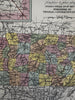 Tennessee state 1855 Cowperthwait hand colored early map steamboat routes shown