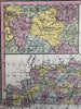 Kentucky state 1855 Cowperthwait hand colored map showing steamboat routes