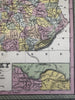 Kentucky state 1855 Cowperthwait hand colored map showing steamboat routes