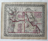 Oregon Washington Idaho Montana 1874 Mitchell hand colored nice map