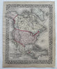 North America British Canada 1874 Mitchell decorative hand colored nice map