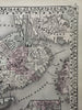 Boston Mass. city plan 1874 Mitchell large decorative hand colored nice map