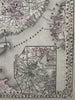Boston Mass. city plan 1874 Mitchell large decorative hand colored nice map