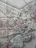Boston Mass. city plan 1874 Mitchell large decorative hand colored nice map