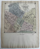Newark New Jersey city plan w/ population 1853 Magnus hand color letter sheet
