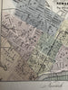 Newark New Jersey city plan w/ population 1853 Magnus hand color letter sheet