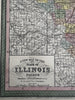 Illinois state by itself 1855 Cowperthwait lovely hand colored uncommon map