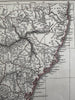 New South Wales Australia NSW 1850 Lowry scarce 3 sheet color map