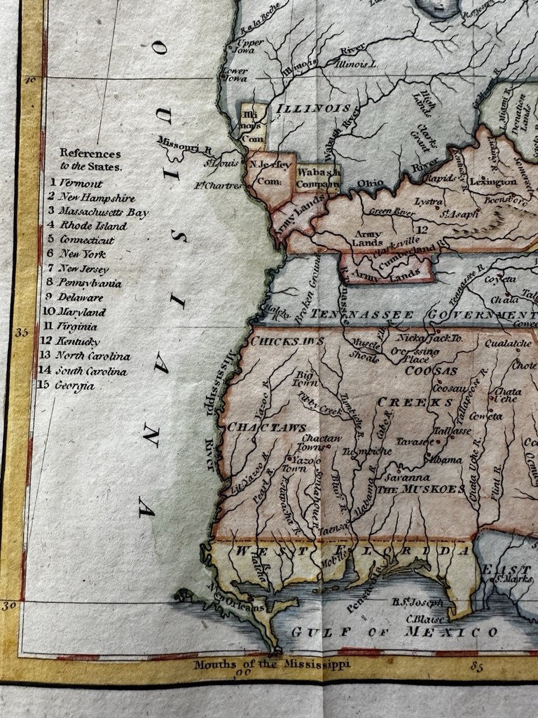 United States 1781 Treaty of Peace Army Lands Company Grants 1808 rare map
