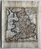 England 1719 Morden miniature antique map scarce charming w/ hand color