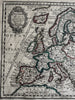 Europe 1719 Chiquet decorative antique map scarce charming w/ hand color