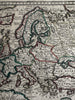 Europe 1719 Chiquet decorative antique map scarce charming w/ hand color