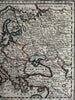 Europe 1719 Chiquet decorative antique map scarce charming w/ hand color