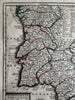 Portugal and Algarve 1719 Chiquet attractive engraved antique map