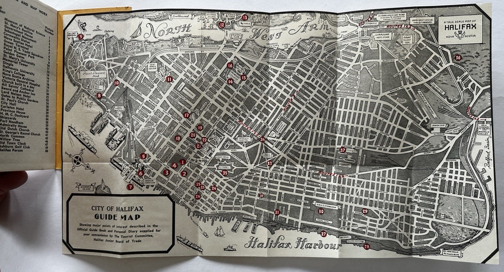 Halifax Canada 1951 Tourist large folding pocket map booklet w/ b & w photos