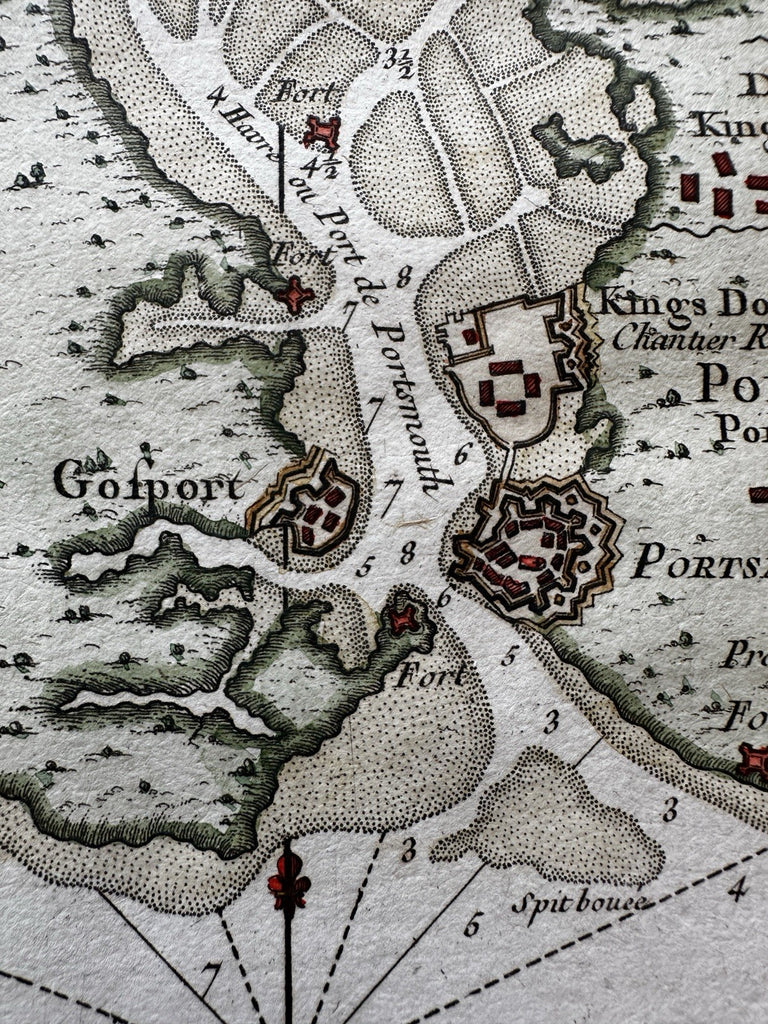 Portsea Island Portsmouth England 1760’s Bellin coastal map lovely hand color