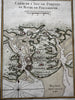 Portsea Island Portsmouth England 1760’s Bellin coastal map lovely hand color