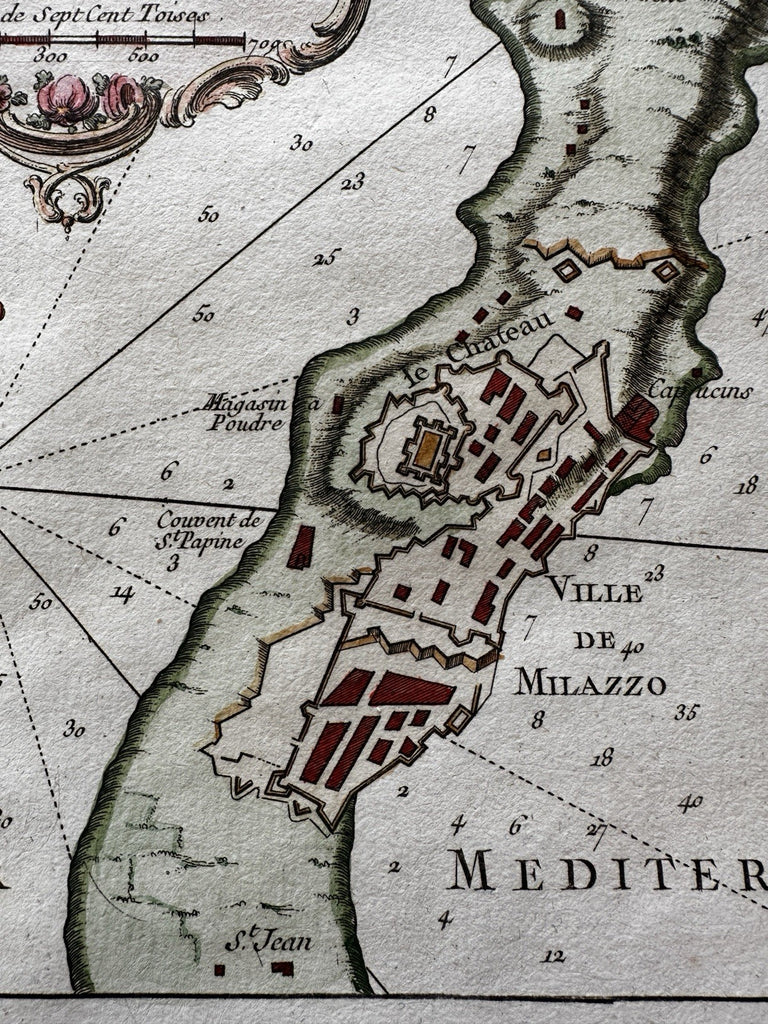 Sicily Italy Milazzo Sicilia Italia 1760s Bellin coastal map lovely hand color