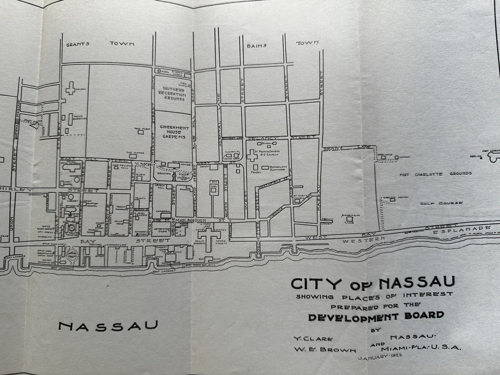 Nassau Bahamas 1922 rare brochure w/ unique folding harbor development map
